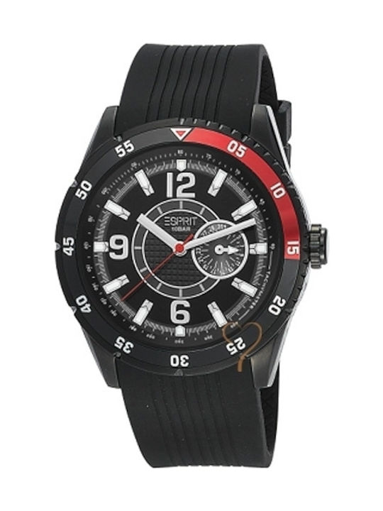 Esprit Ανδρικό Ρολόι 45mm Χρονογράφος Μπαταρίας με Μαύρο Καουτσούκ Λουράκι