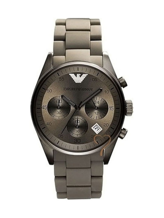 Emporio Armani Uhr Chronograph Batterie mit Grün Metallarmband