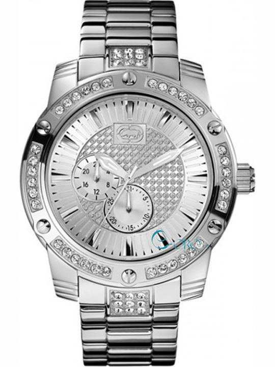 Marc Ecko Γυναικείο Ρολόι 47mm Χρονογράφος Μπαταρίας με Ασημί Μεταλλικό Μπρασελέ