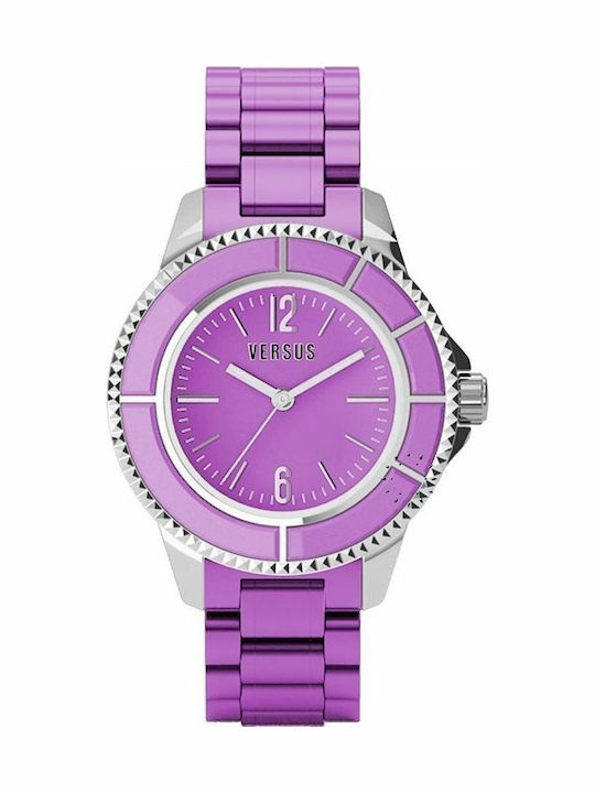 Versus by Versace 3C6180 Γυναικείο Ρολόι 38mm Μπαταρίας με Μωβ Καουτσούκ Λουράκι