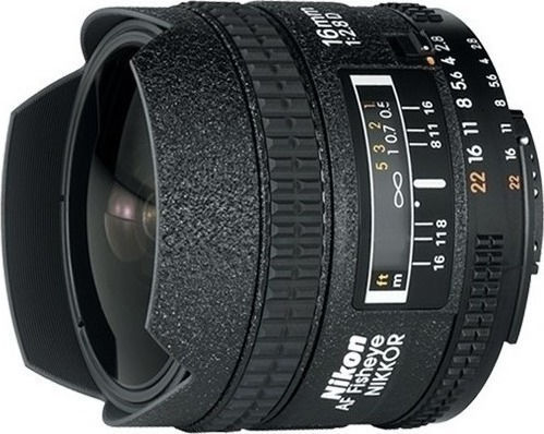 Nikon Voller Rahmen Kameraobjektiv AF Nikkor 16mm f/2.8D Fisheye für Nikon F Mount Black