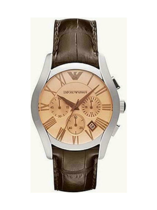 Emporio Armani Watch Chronograph Battery with Brown Leather Strap