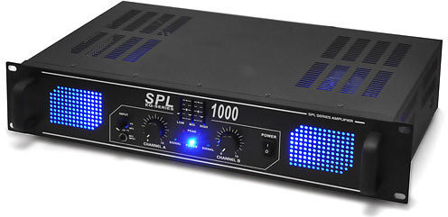 Skytec SPL-1000 PA Power Amplifier 2 Channels 500W/4Ω 350W/8Ω with Cooling System Black