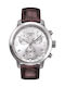 Tissot Ανδρικό Ρολόι 42mm Χρονογράφος Μπαταρίας με Καφέ Δερμάτινο Λουράκι