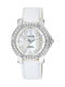 Q&Q DF11J301Y Watch with White Leather Strap DF11J301Y