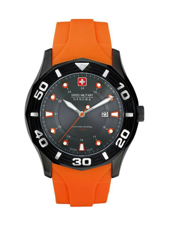 Swiss Military Hanowa Uhr Batterie mit Orange Kautschukarmband