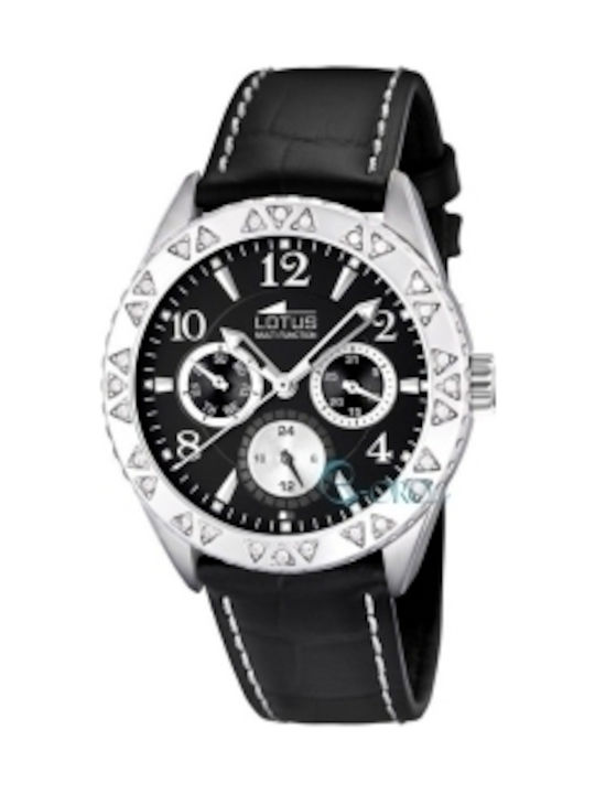 Lotus Watches Ceas de Damă cu Negru Curea din Piele