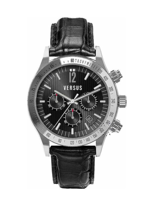 Versus by Versace SGC050012 Watch Chronograph Battery with Black Leather Strap SGC050012