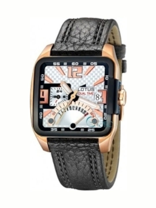 Lotus Watches Herrenuhr Batterie mit Schwarz Lederarmband