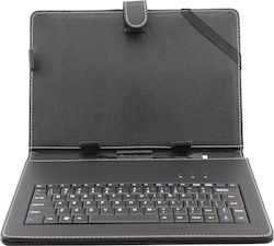 Flip Cover Piele artificială cu Tastatură Engleză SUA Negru (Universal 10" - Universal 10")