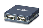 Manhattan USB 2.0 Хъб 4 порта с връзка USB-A и Външно Захранване Син