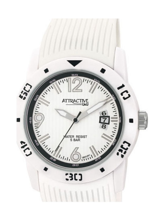 Q&Q Watch with White Rubber Strap DB02J001