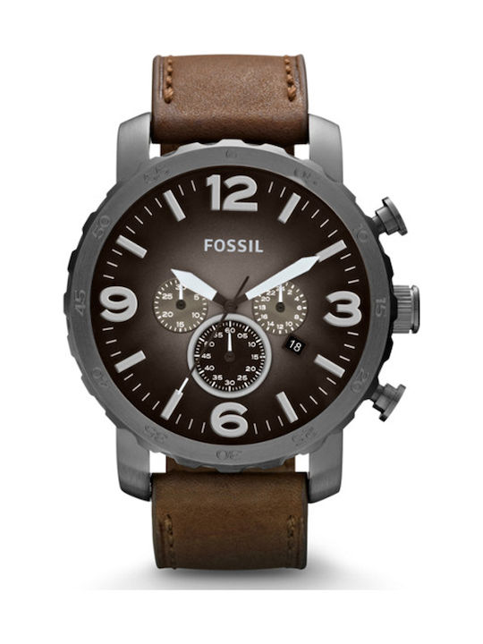 Fossil Nate Brown Leather Strap Chronograph