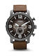 Fossil Ανδρικό Ρολόι 50mm Χρονογράφος Μπαταρίας με Καφέ Δερμάτινο Λουράκι