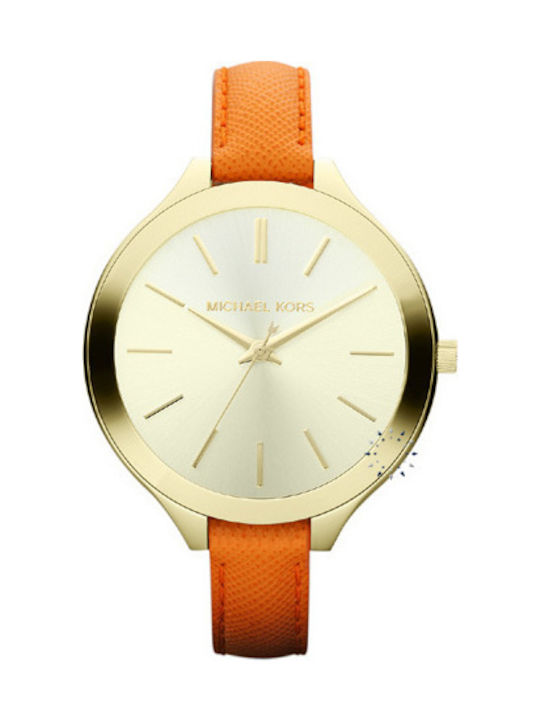 Michael Kors Runway Watch with Orange Leather Strap