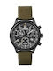 Timex Часовник Хронограф Батерия с Зелен Кожена каишка