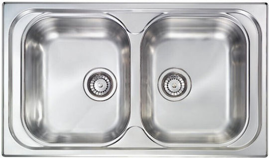 Sanitec Atlantic Ένθετος Νεροχύτης Inox Σατινέ Μ86xΠ50cm Ασημί