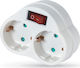 SAS 2-Outlet T-Shaped Wall Plug White