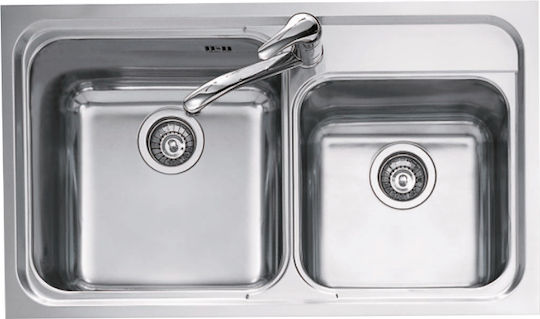 Macart OMNIA N-200 Ένθετος Νεροχύτης Αριστερός Inox Σαγρέ Μ86xΠ50cm Ασημί
