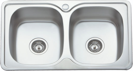 Gloria Micro-Due II 187745 18-7745 Drop-In Sink Inox Satin W77xD42cm Silver