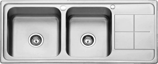 Gloria Cortina II Ένθετος Νεροχύτης Αριστερός Inox Σατινέ Μ116xΠ50cm Ασημί