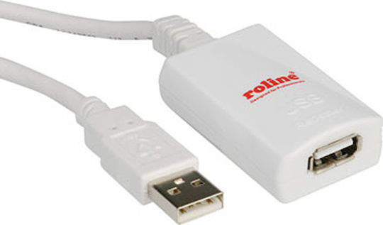 Roline 5m USB 2.0 Cable A-Male to A-Female White (12.04.1088)