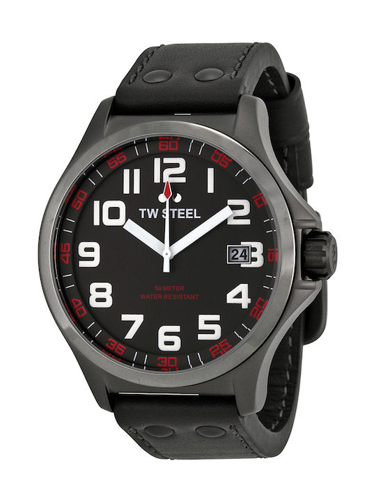 TW Steel Ceas Barbatesc 45mm Baterie cu Curea din Piele Neagră