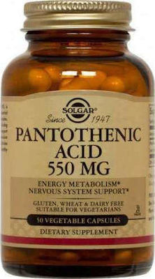 Solgar Pantothenic Acid Βιταμίνη για Ενέργεια 550mg 50 φυτικές κάψουλες