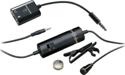 Audio Technica Кондензатор (с малка мембрана) Микрофон 3.5mm ATR3350 Лапел за Камера ATR-3350