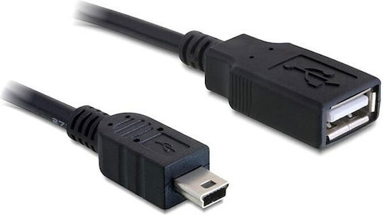 DeLock USB 2.0 Кабел USB-A женски - мини USB-B мъжки Черен 0.5м 82905