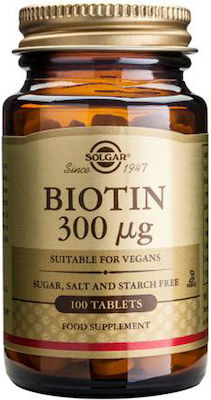 Solgar Biotin Vitamin for Hair, Skin & Nails 300mcg 100 tabs