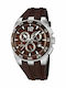 Festina Мъжки часовник 45мм Хронограф на батерия с кафяво Каучуково Лицето