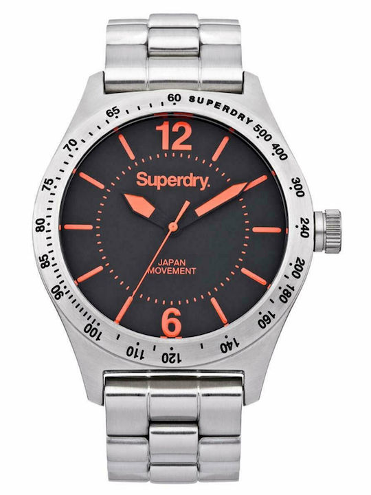 Superdry Battalion Ανδρικό Ρολόι 45mm Μπαταρίας με Ασημί Μεταλλικό Μπρασελέ