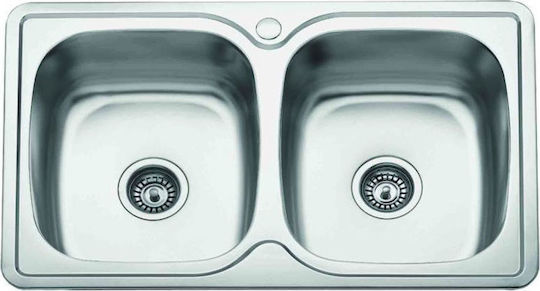 Gloria Feria Minox-201 ΙΙ Ένθετος Νεροχύτης Inox Σατινέ Μ80xΠ50cm Ασημί
