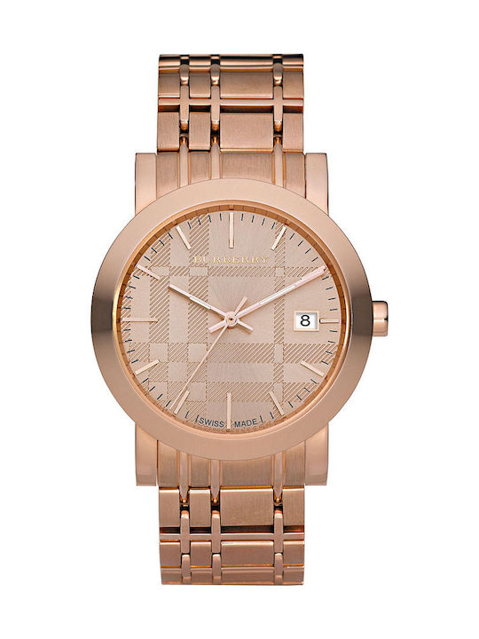 Burberry Ανδρικό Ρολόι 38mm Μπαταρίας με Ροζ Χρυσό Μεταλλικό Μπρασελέ