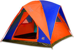 Panda Campingzelt Blau mit Doppeltuch 4 Jahreszeiten für 5 Personen 270x270x200cm Blau/Orange