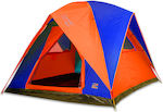 Panda Campingzelt Blau mit Doppeltuch 4 Jahreszeiten für 5 Personen 270x270x200cm Blau/Orange