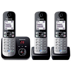 Panasonic KX-TG6823 Trio Cordless Phone (3-Pack) with Speaker Black