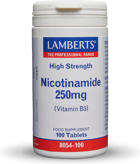 Lamberts Nicotinamide Витамин за здравето на Нервната система 250мг 100 Таблетки