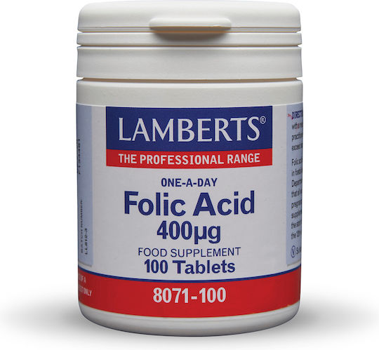 Lamberts Folic Acid Βιταμίνη για την Υγεία του Νευρικού Συστήματος 400mcg 100 ταμπλέτες