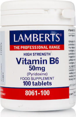 Lamberts Vitamin B6 Βιταμίνη για την Υγεία του Νευρικού Συστήματος 50mg 100 ταμπλέτες