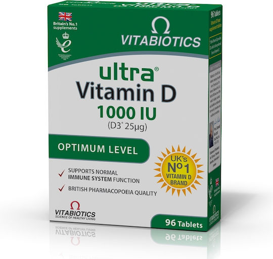 Vitabiotics Ultra D-3 Vitamina pentru Întărirea Sistemului Imunitar & Sănătatea Oaselor 1000iu 96 Tablete