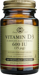 Solgar Vitamin D3 (Cholecalciferol) Vitamin für das Immunsystem 600iu 15mg 60 veg. Kappen