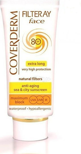 Coverderm Filteray Tinted Cream Soft Brown Αδιάβροχη Αντηλιακή Κρέμα Προσώπου SPF80 με Χρώμα 50ml
