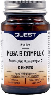 Quest Mega B Complex with 1000mg Vitamin C Vitamina pentru Părul & Pielea 1000mg 30 file