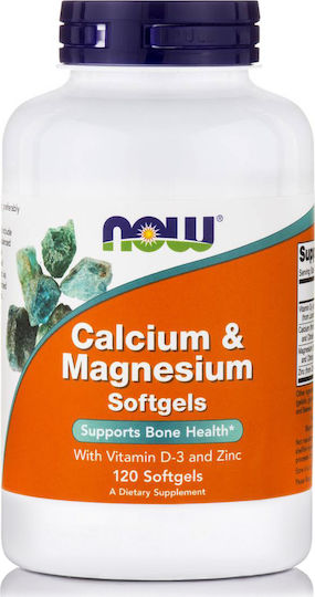 Now Foods Calcium & Magnesium με Βιταμίνη D3 120 μαλακές κάψουλες