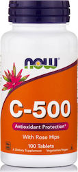 Now Foods C-500 with Rose Hips Vitamin for Energy & Immune System Boost 500mg 100 tabs