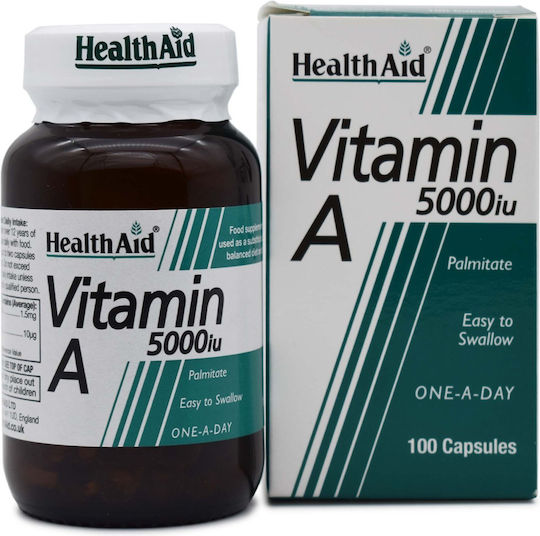 Health Aid Vitamin A Βιταμίνη για τα Μαλλιά, τo Δέρμα & Αντιοξειδωτική δράση 5000iu 100 x 1 κάψουλες