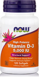 Now Foods Vitamin D-3 Vitamina pentru Întărirea Sistemului Imunitar 5000iu 120 softgels