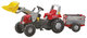 Tractor pentru copii De la picior la podea cu caruta si pedala Roșu